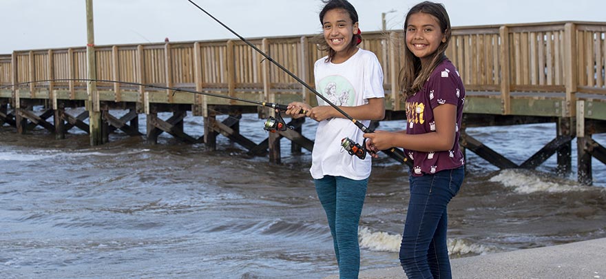 Girls fishing Goose Island State Park